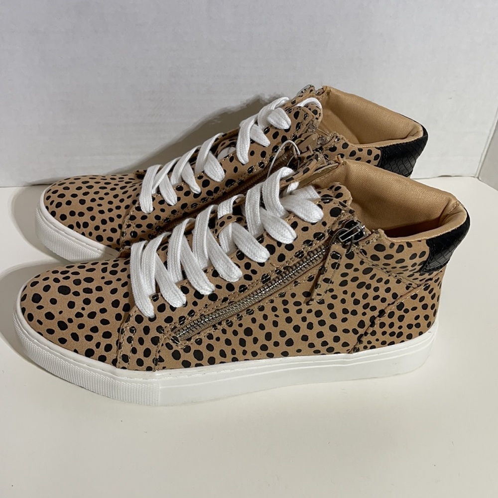 Universal Thread Leopard Print High Top Sneakers Women’s Size 8 Lace Up & Zip - Picture 3 of 9